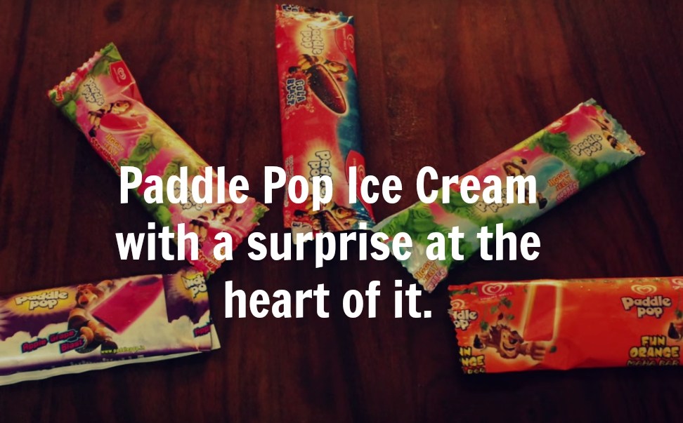 Paddle Pop Ice Cream with a surprise at the heart of it. 