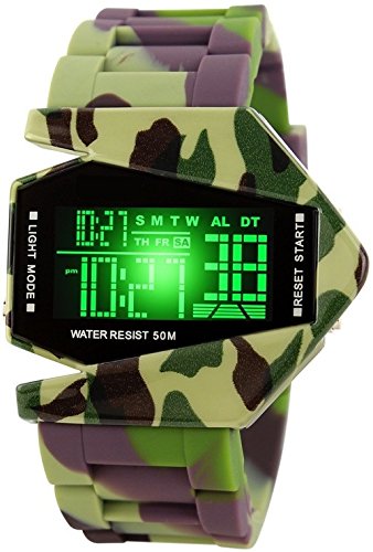 Pappi Boss Latest Military Army Texture 7 Light Display Digital Black Dial Mens And Boys Watch-Latest Designer Dual Dial Watch