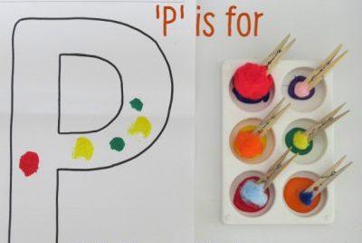 Alphabet Activities kidsstoppress.com Painting with pompom