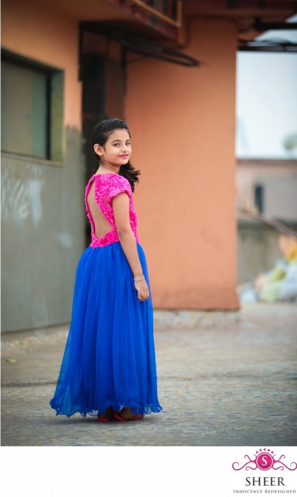 Blue skirt and backless top-sheer kidswear