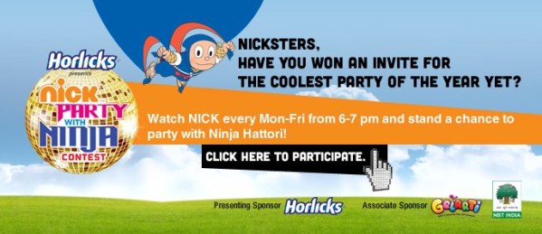 Contest Nick Jr party with ninja hattori presented by chocolate horlicks