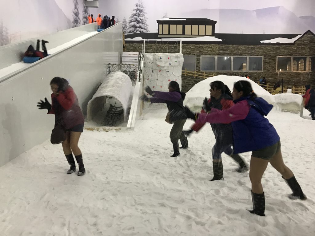 snow ball fight at snow park imagica