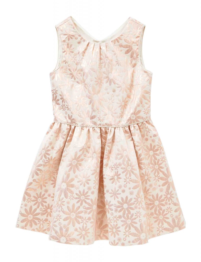 Metallic Effect Floral Jacquard Girls Dress