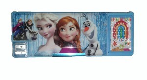 Wise Guys Frozen Print Pencil Box Case with Sharpener and Game for kids - Blue G1