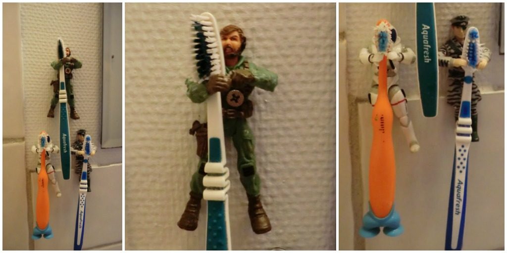 action figure toothbrush holder